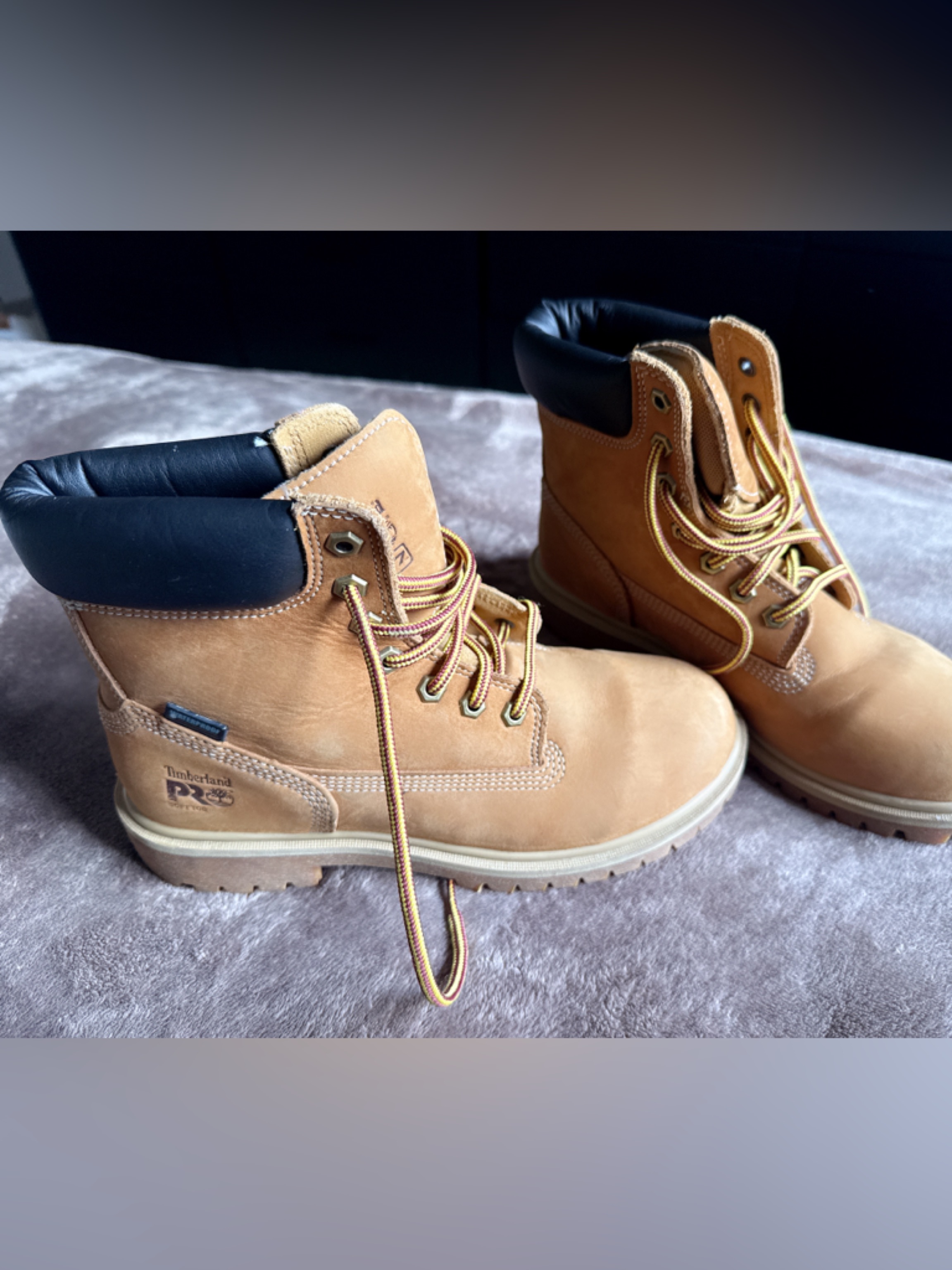 Timberland Wheat/Nubuck Work Boots With Black Collar